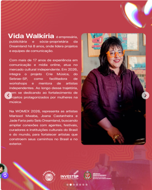 Arte de apresentação de Vida Walkíria para a WOMEX 2026